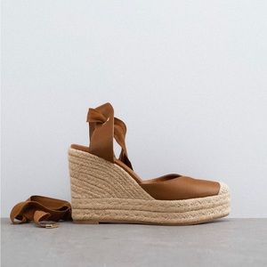 Brown lace up wedges